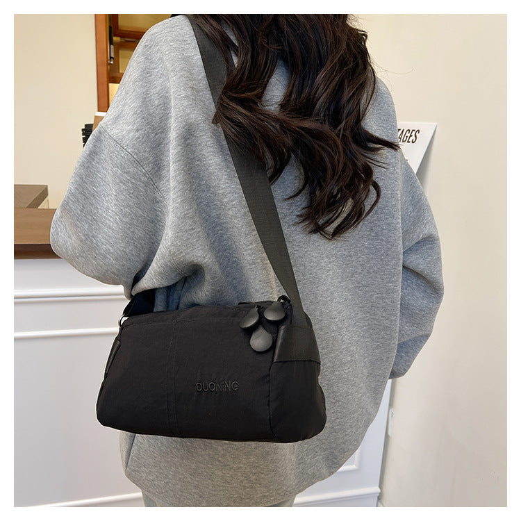 Black Women's Lightweight Nylon Crossbody Bag - Multi-Layer Shoulder Purse with Adjustable Strap for Casual Travel and Daily Use