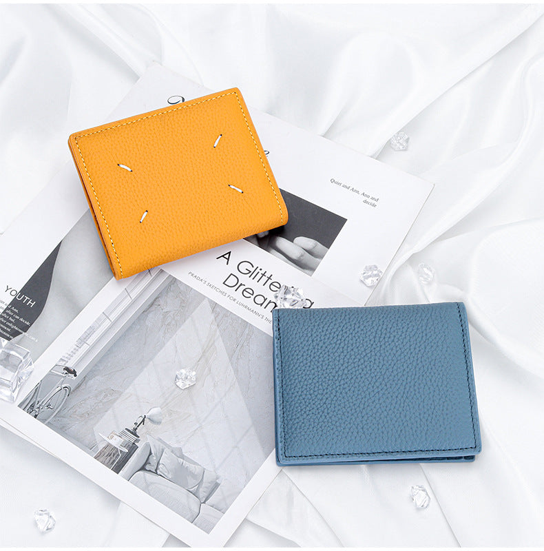 Women's Genuine Leather Bi-fold Wallet - Slim Short Purse with Coin Pocket & RFID Blocking - Soft Cowhide Minimalist Card Holder - Khaki