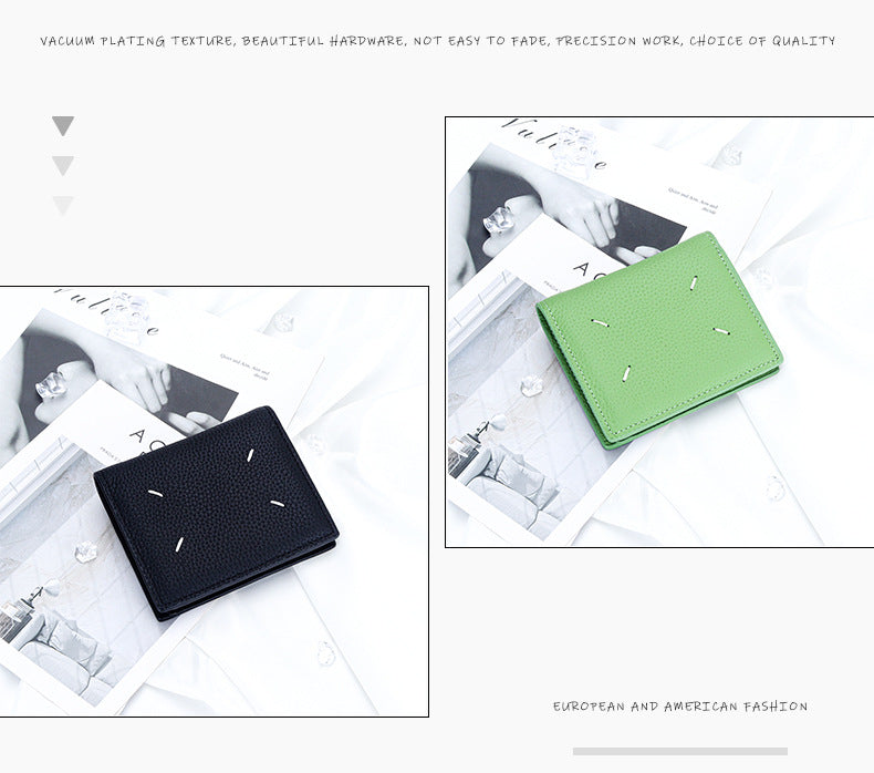 Women's Genuine Leather Bi-fold Wallet - Slim Short Purse with Coin Pocket & RFID Blocking - Soft Cowhide Minimalist Card Holder - Green