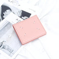 Women's Genuine Leather Bi-fold Wallet - Slim Short Purse with Coin Pocket & RFID Blocking - Soft Cowhide Minimalist Card Holder - Pink
