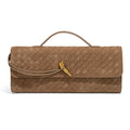 Retro Woven Baguette Handbag for Women Suede Texture PU Leather Shoulder Crossbody Bag Elegant Evening Clutch Khaki