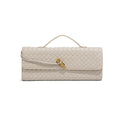 Retro Woven Baguette Handbag for Women Suede Texture PU Leather Shoulder Crossbody Bag Elegant Evening Clutch Sand color