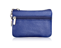Small Coin Purse Key Ring Wallet Mini Change Pouch Dual Zipper Pocket PU Leather Portable Storage Bag Blue